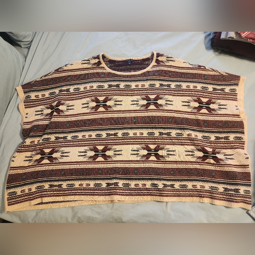 Tribal Print Poncho Top